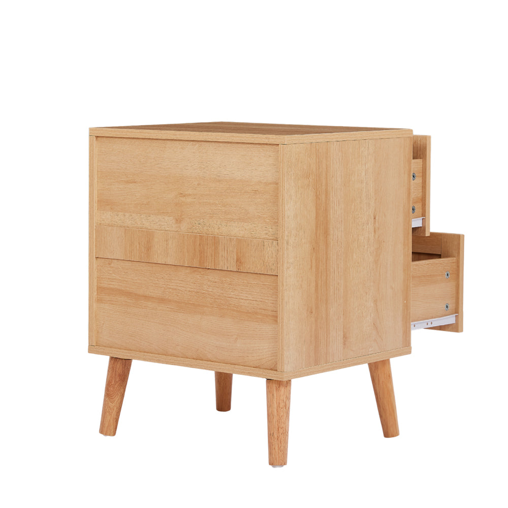 Boho 4-Piece Rattan Bedroom Set with 2 Door Wardrobe and 6-Drawer Chest and Bedside Cabinets