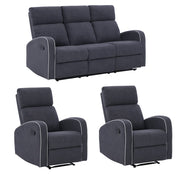 Boston 3+1+1 Slate Grey Fabric Manual Recliner Sofa Set