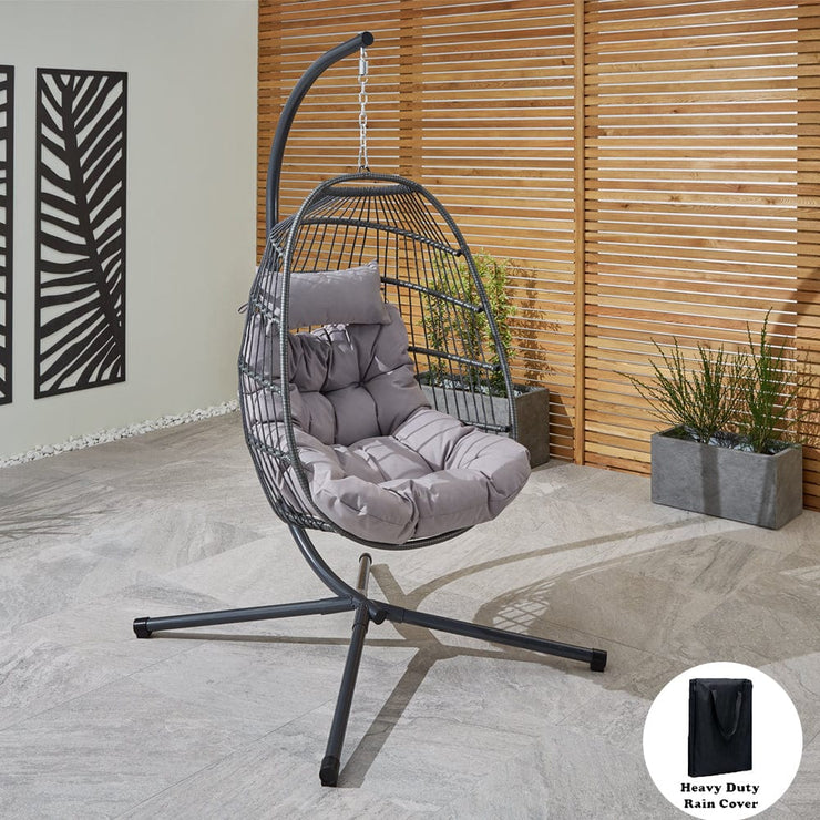 Bradway Hanging Egg Chair with Grey Cushions