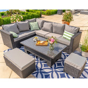 Barcelona 9 Seater Rattan Garden Dining Set with Rising Table In Black