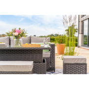 Barcelona 9 Seater Rattan Garden Dining Set with Rising Table In Black