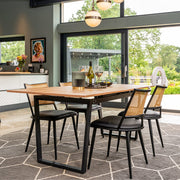 Belluno Extending Dining Table Set with 4 PE Rattan Chairs