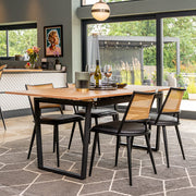 Belluno Extending Dining Table Set with 4 PE Rattan Chairs