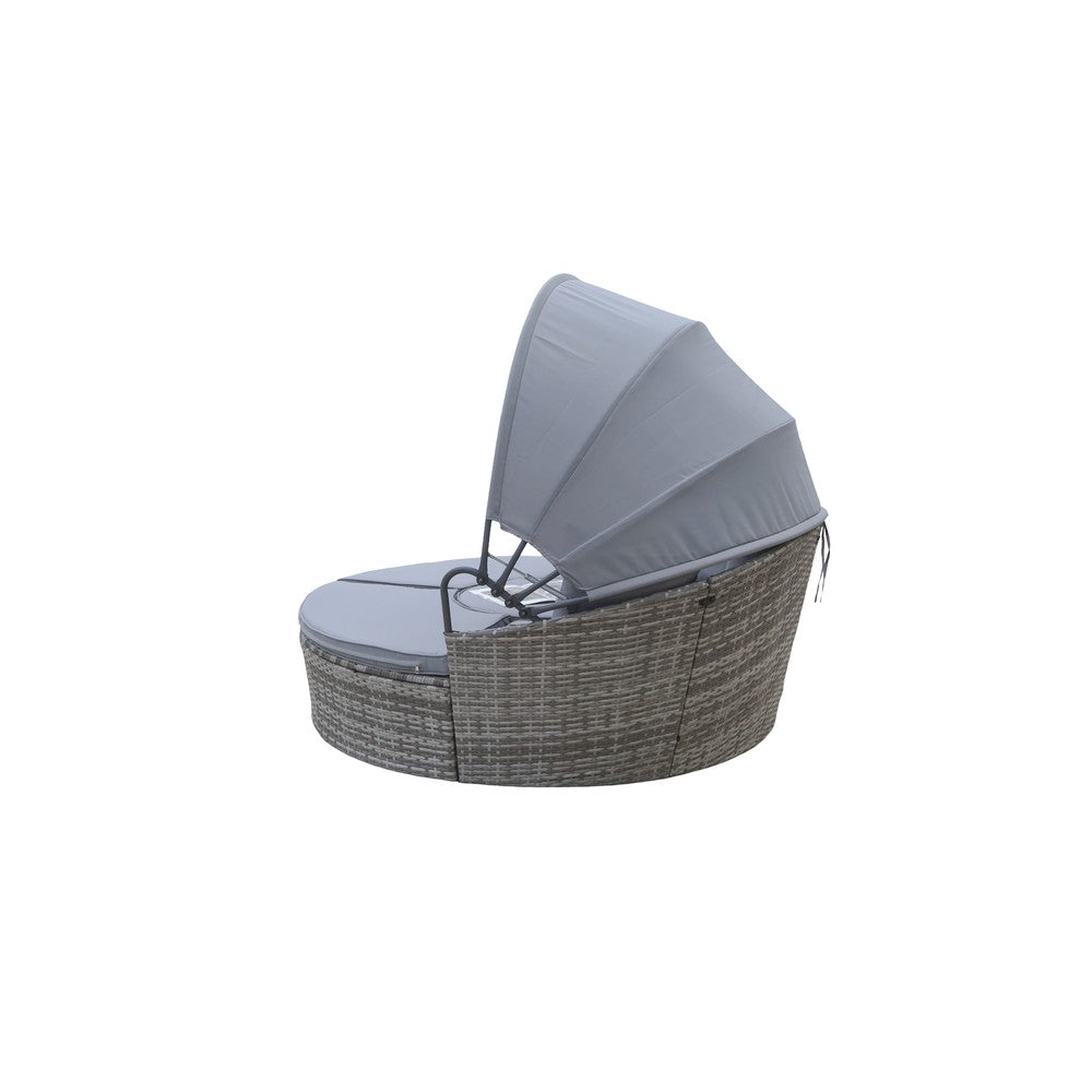 Camrose Rattan Garden Furniture Day Bed With Rising Table in Grey