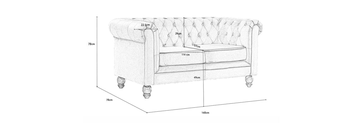 Chesterfield 2 Seater Velvet Sofa
