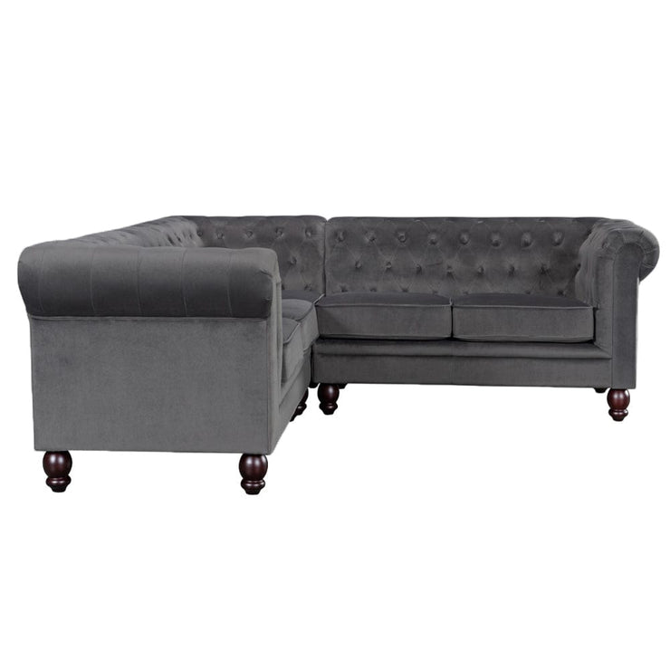 Tolg Cúinne Velvet 5 Suíochán Chesterfield