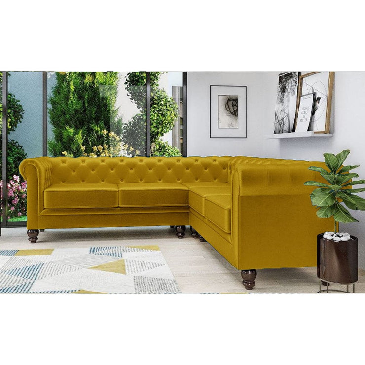 Tolg Cúinne Velvet 5 Suíochán Chesterfield