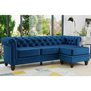 Tolg Velvet 3 Suíochán Chesterfield le Footstool