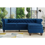 Chesterfield 3 Seater Velvet Sofa with Footstool