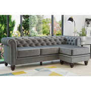 Chesterfield 3 Seater Velvet Sofa with Footstool