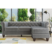 Chesterfield 3 Seater Velvet Sofa with Footstool