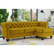 Chesterfield 3 Seater Velvet Sofa with Footstool