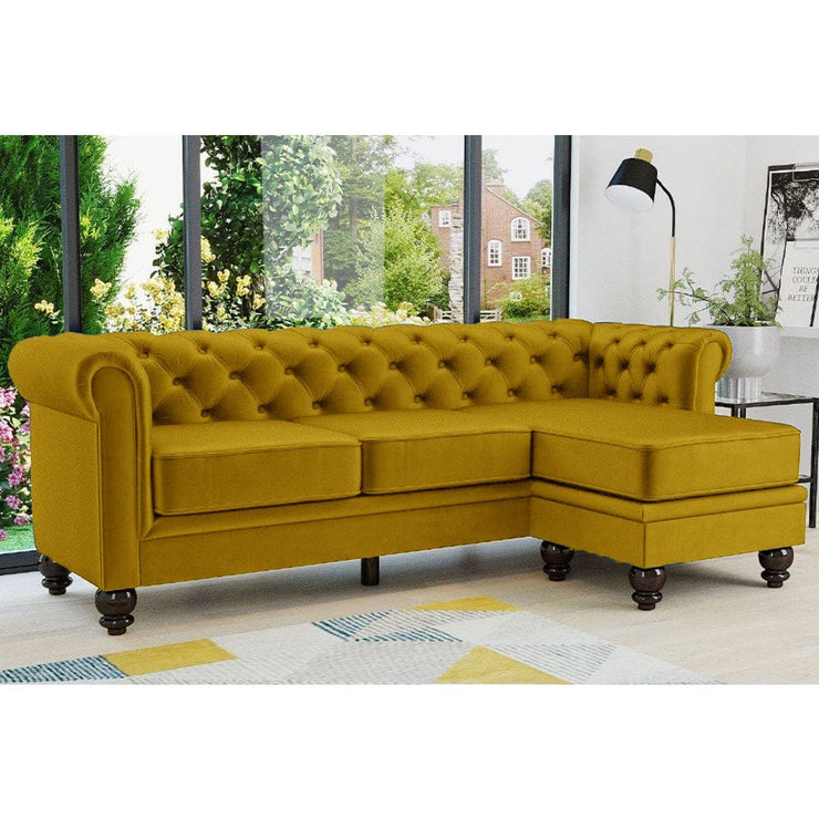 Tolg Velvet 3 Suíochán Chesterfield le Footstool