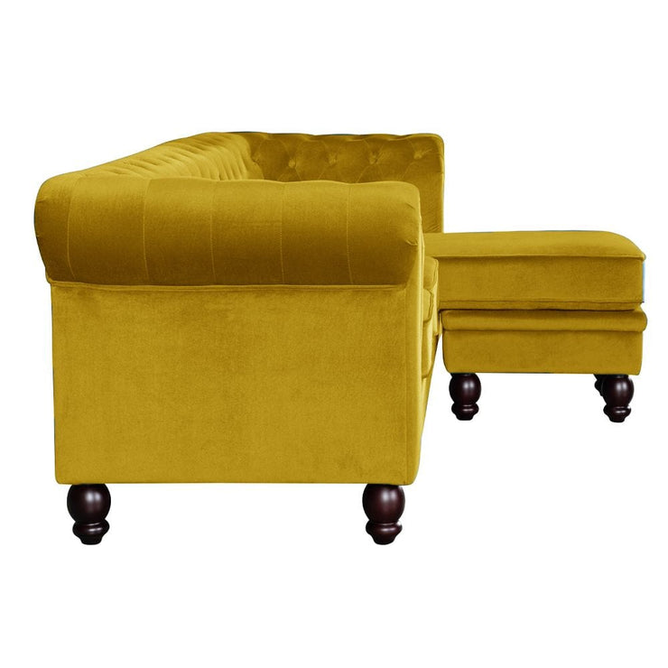 Chesterfield 3 Seater Velvet Sofa with Footstool