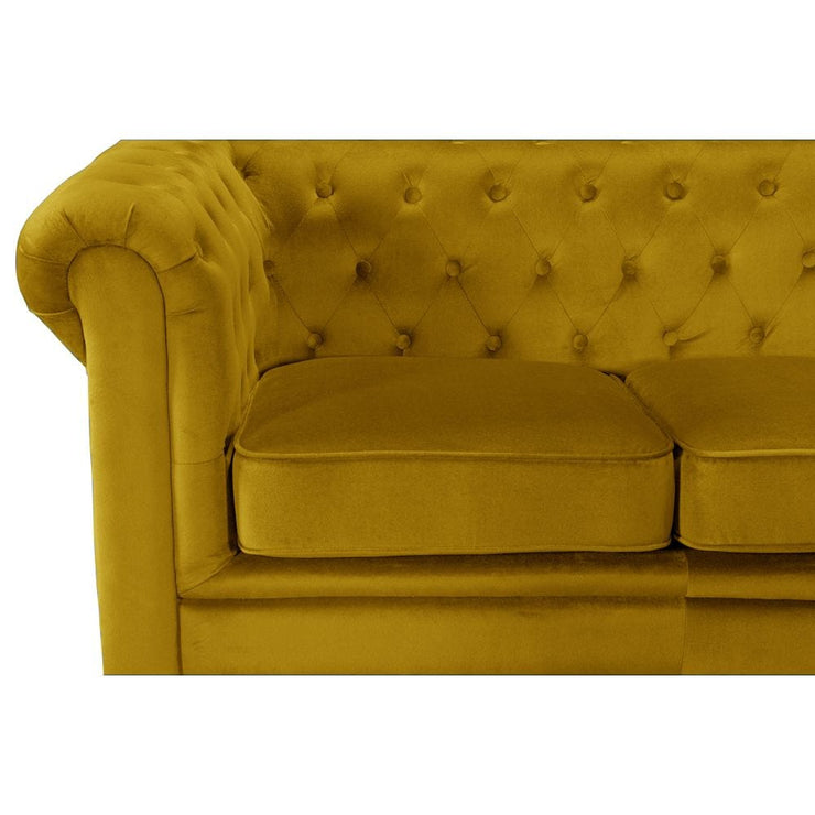 Tolg Velvet 3 Suíochán Chesterfield le Footstool