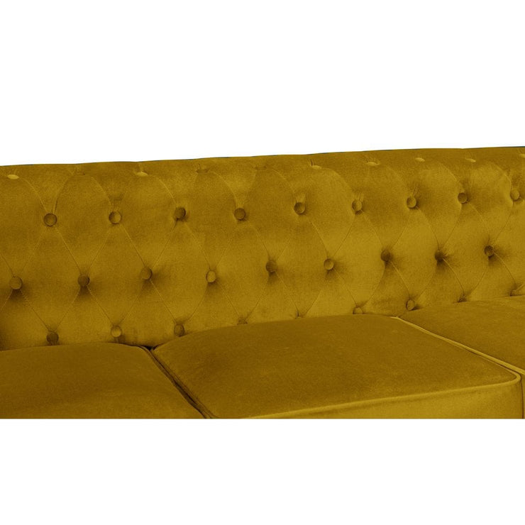 Chesterfield 3 Seater Velvet Sofa with Footstool