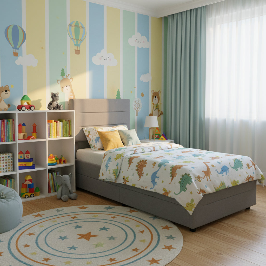 Cibor Wooden Bed Frame with 2 Drawers Single Bed or Double Bed
