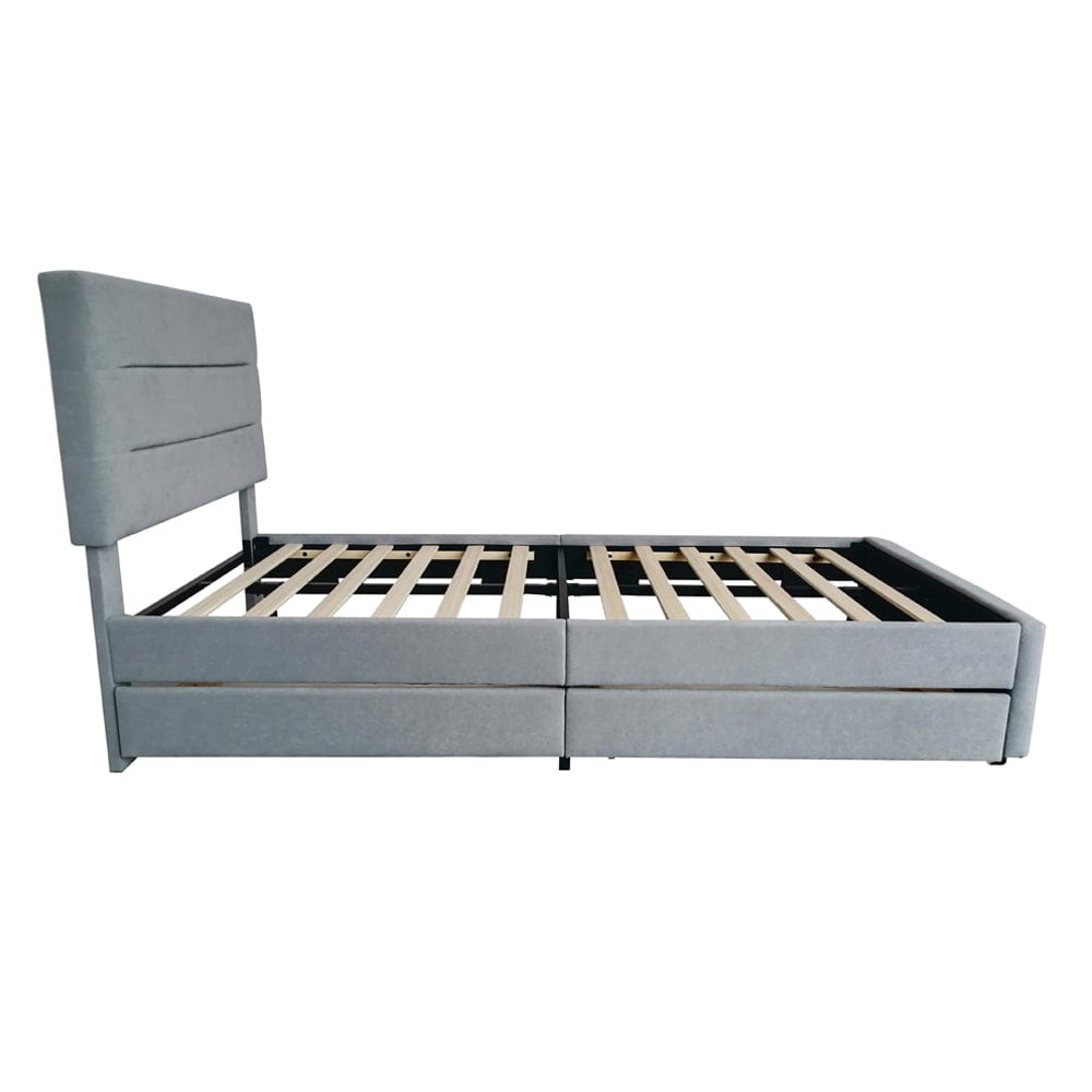 Cibor Wooden Bed Frame with 2 Drawers Single Bed or Double Bed