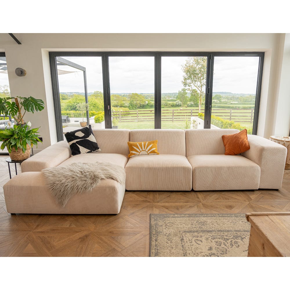 Grande Corduroy 4 Seater Sofa with Corner Chaise