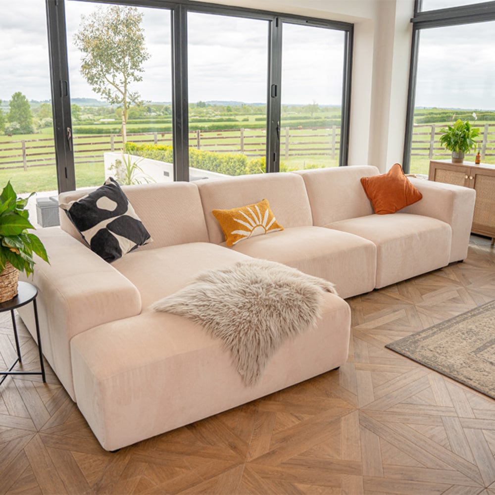 Grande Corduroy 4 Seater Sofa with Corner Chaise