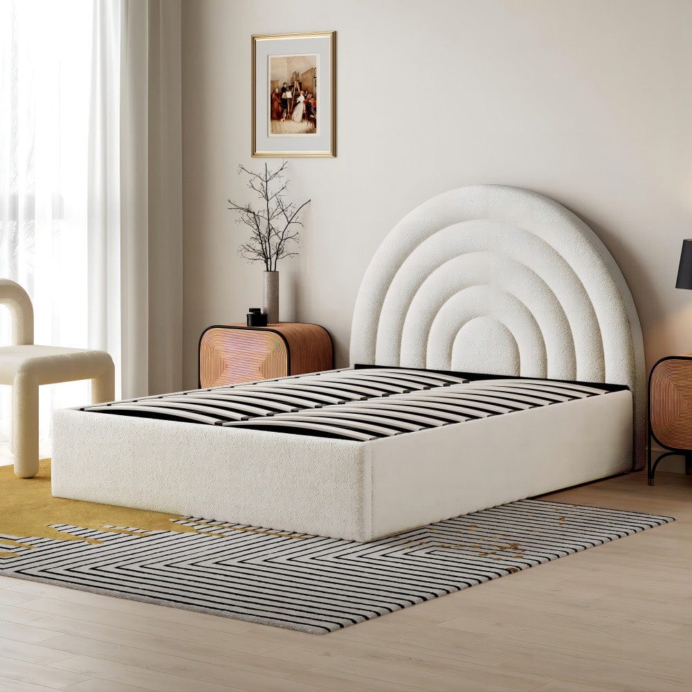 Modern Ottoman Upholstered Lift Up Storage Bed Frame