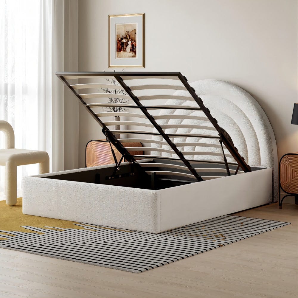 Modern Ottoman Upholstered Lift Up Storage Bed Frame