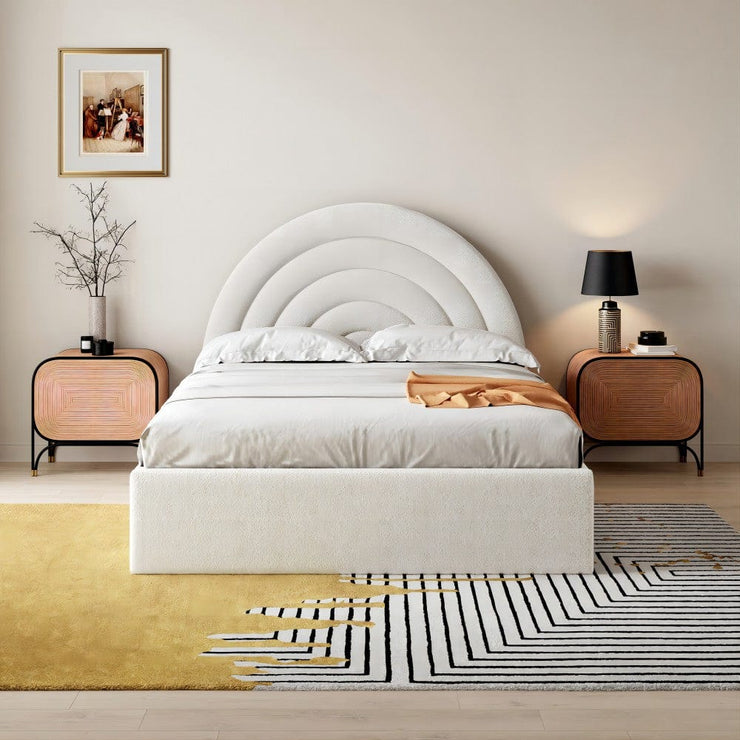 Crescent Ottoman Upholstered Lift Up Storage Bed Frame