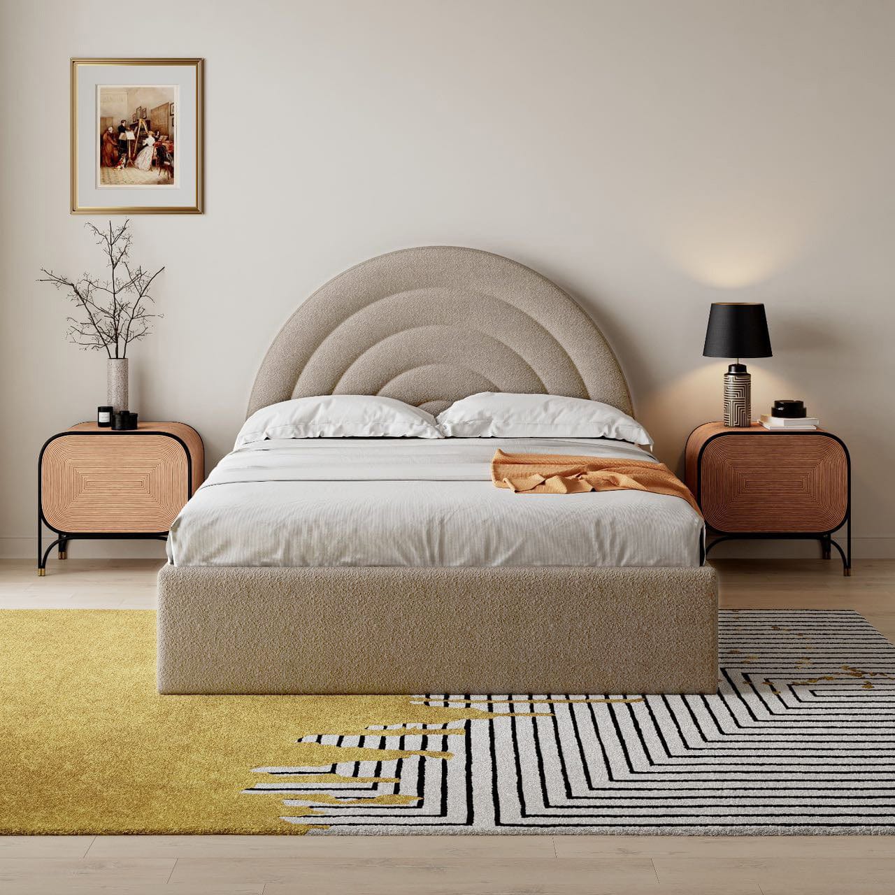 Modern Ottoman Upholstered Lift Up Storage Bed Frame