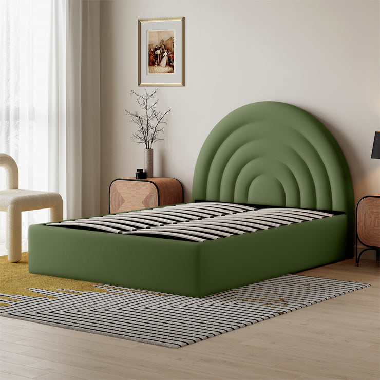 Crescent Ottoman Upholstered Lift Up Storage Bed Frame