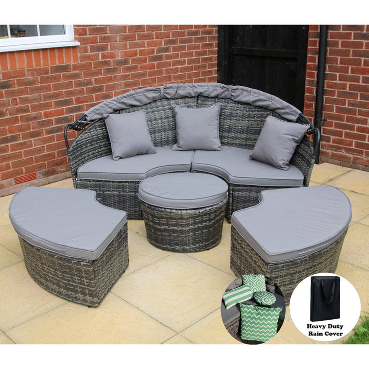 Camrose Rattan Garden Day Bed in Grey