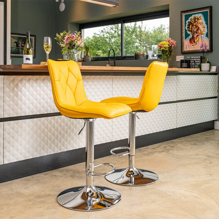 Yellow High Breakfast Bar Stools Adjustable Height Adjustable