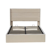 Ease Ottoman Storage Beige Boucle Teddy Fleece Pneumatic Lift Up Bed Frame Double or King Bed