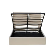 Ease Ottoman Storage Beige Boucle Teddy Fleece Pneumatic Lift Up Bed Frame Double or King Bed