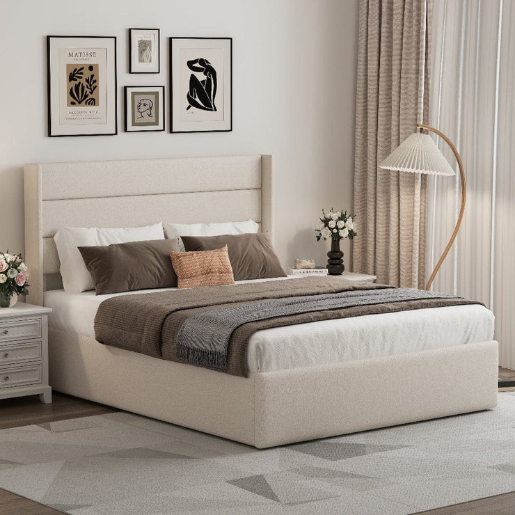 Ease Ottoman Storage Linen Pneumatic Lift Up Bed Frame Double or King Bed