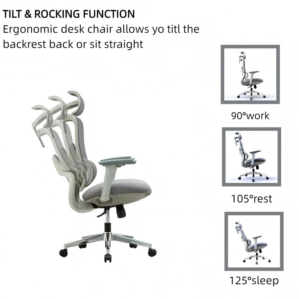 Premium Fabric Blend Ergonomic Office Chair Swivel Computer Task Chair with Headrest