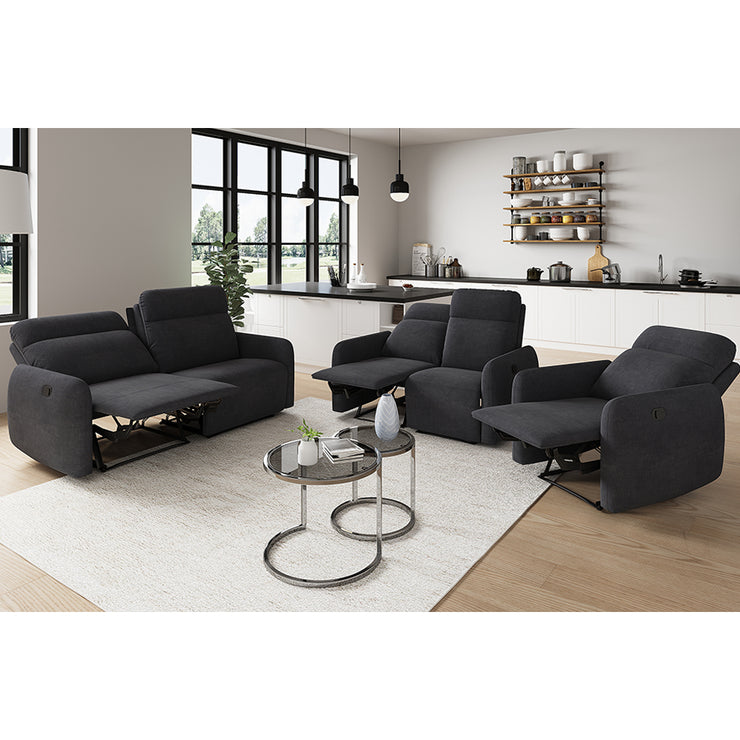 Elvie Grey Velvet Manual Recliner Sofa / Armchair