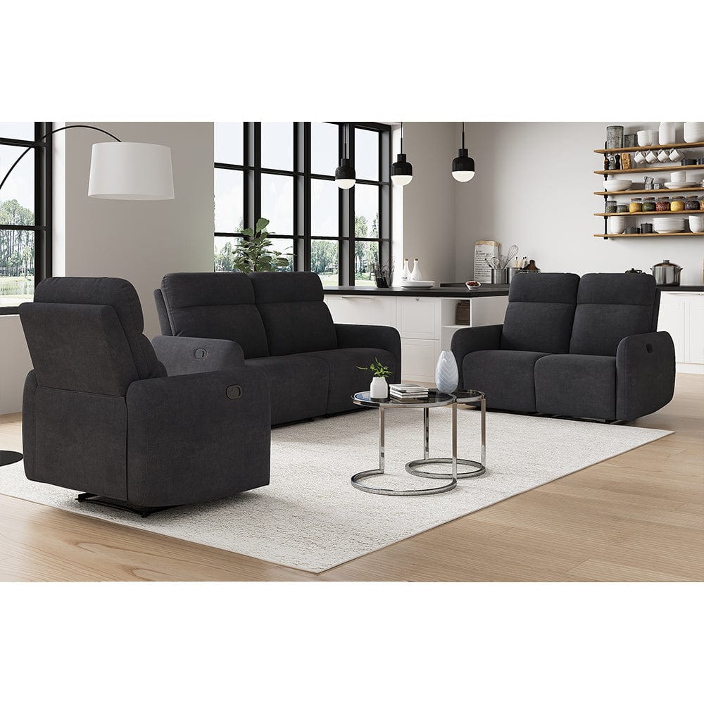 Elvie Grey Velvet Manual Recliner Sofa / Armchair