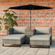 Eton 4 Seater Modular Rattan Garden Cube Armchair Sofa Set With Parasol