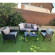 Eton 5 Seater Rattan Garden Armchair Sofa Set With Coffee Table
