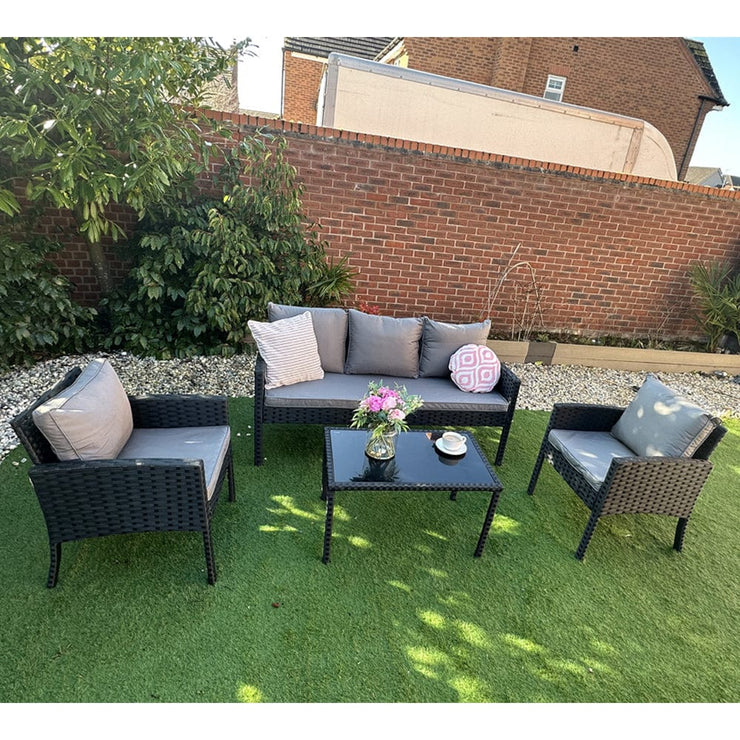 Eton 5 Seater Rattan Garden Armchair Sofa Set With Coffee Table