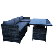 Eton 6 Seater Rattan Garden Cube Armchair Sofa Set With Table