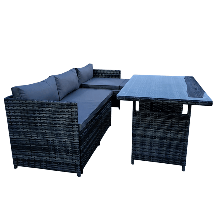 Eton 6 Seater Rattan Garden Cube Armchair Sofa Set With Table