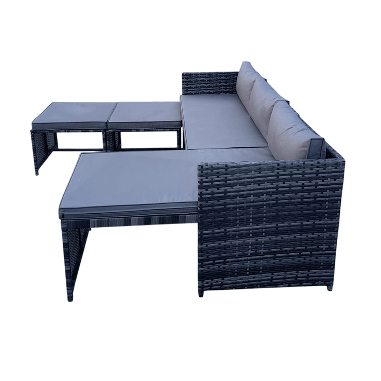 Eton 6 Seater Rattan Garden Cube Armchair Sofa Set With Table