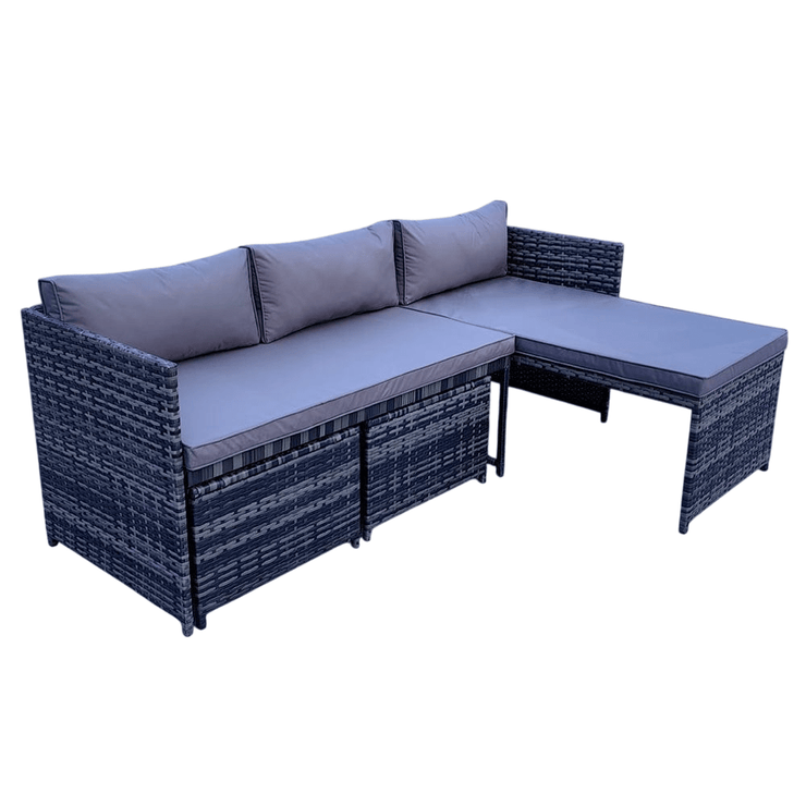 Eton 6 Seater Rattan Garden Cube Armchair Sofa Set With Table
