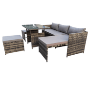 Eton 6 Seater Rattan Garden Cube Armchair Sofa Set With Table