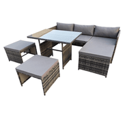 Eton 6 Seater Rattan Garden Cube Armchair Sofa Set With Table