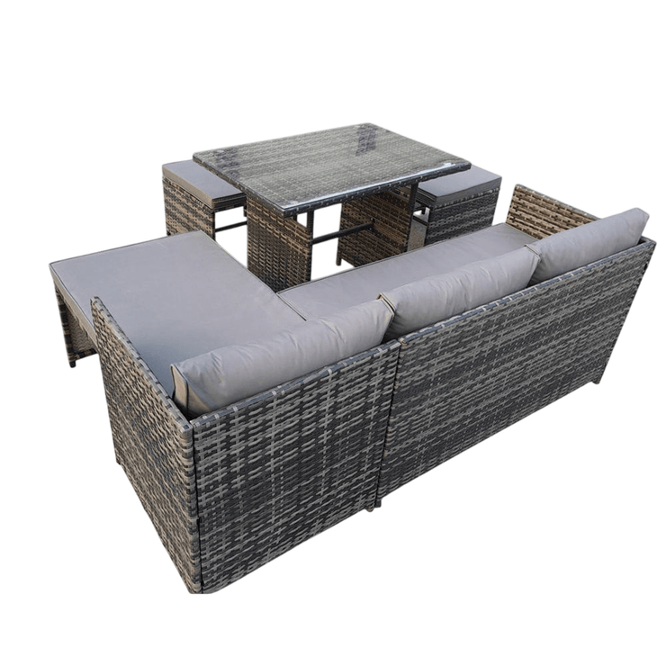 Eton 6 Seater Rattan Garden Cube Armchair Sofa Set With Table