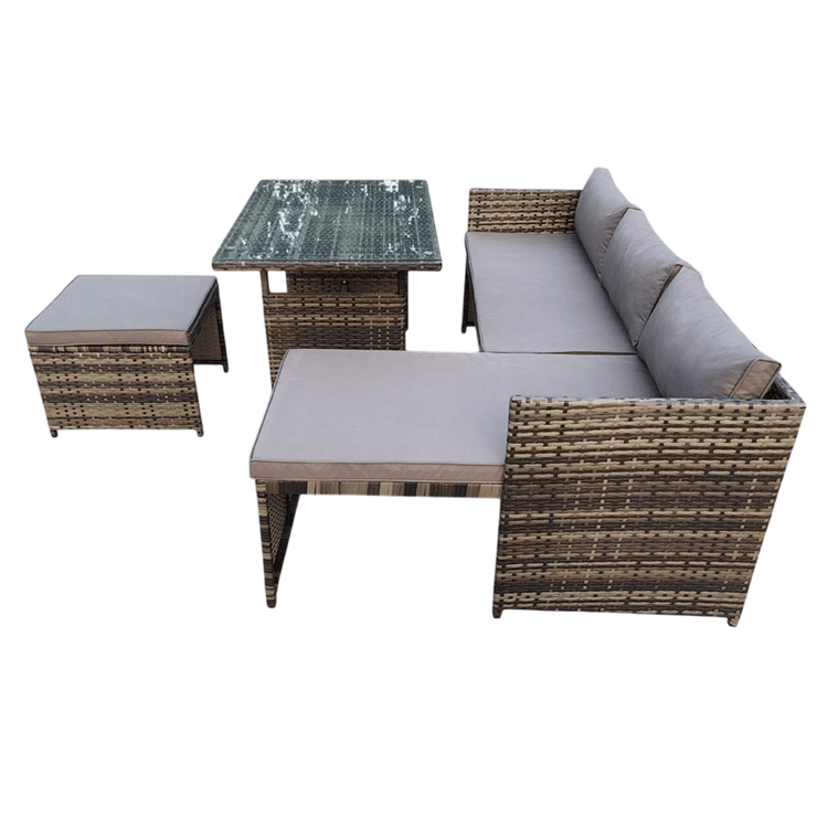 Eton 6 Seater Rattan Garden Cube Armchair Sofa Set With Table