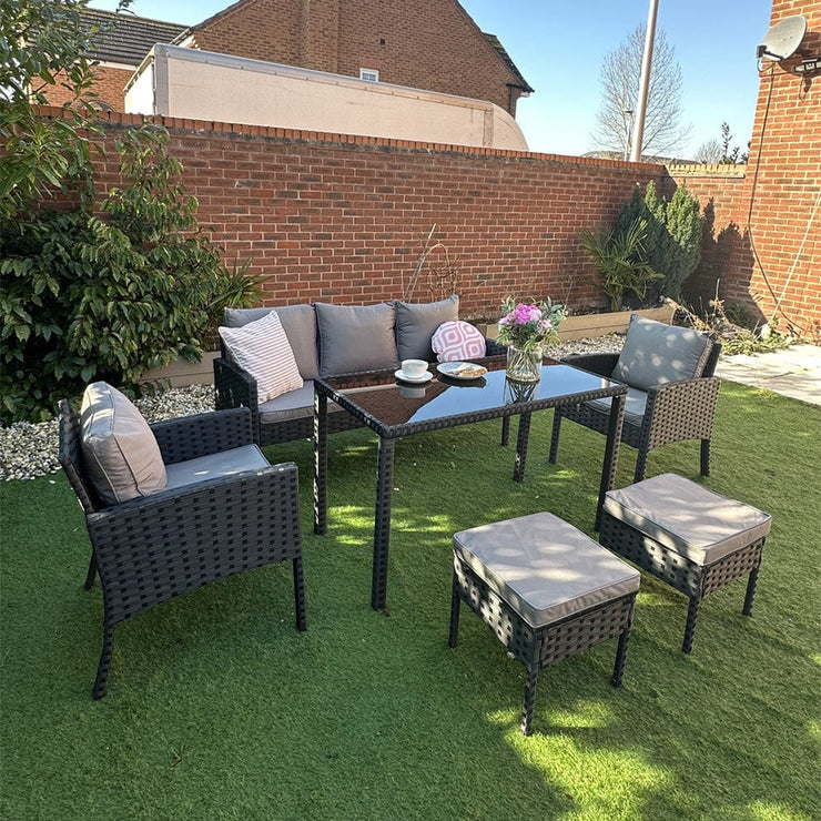 Eton 7 Seater Rattan Garden Armchair Sofa Set With Table