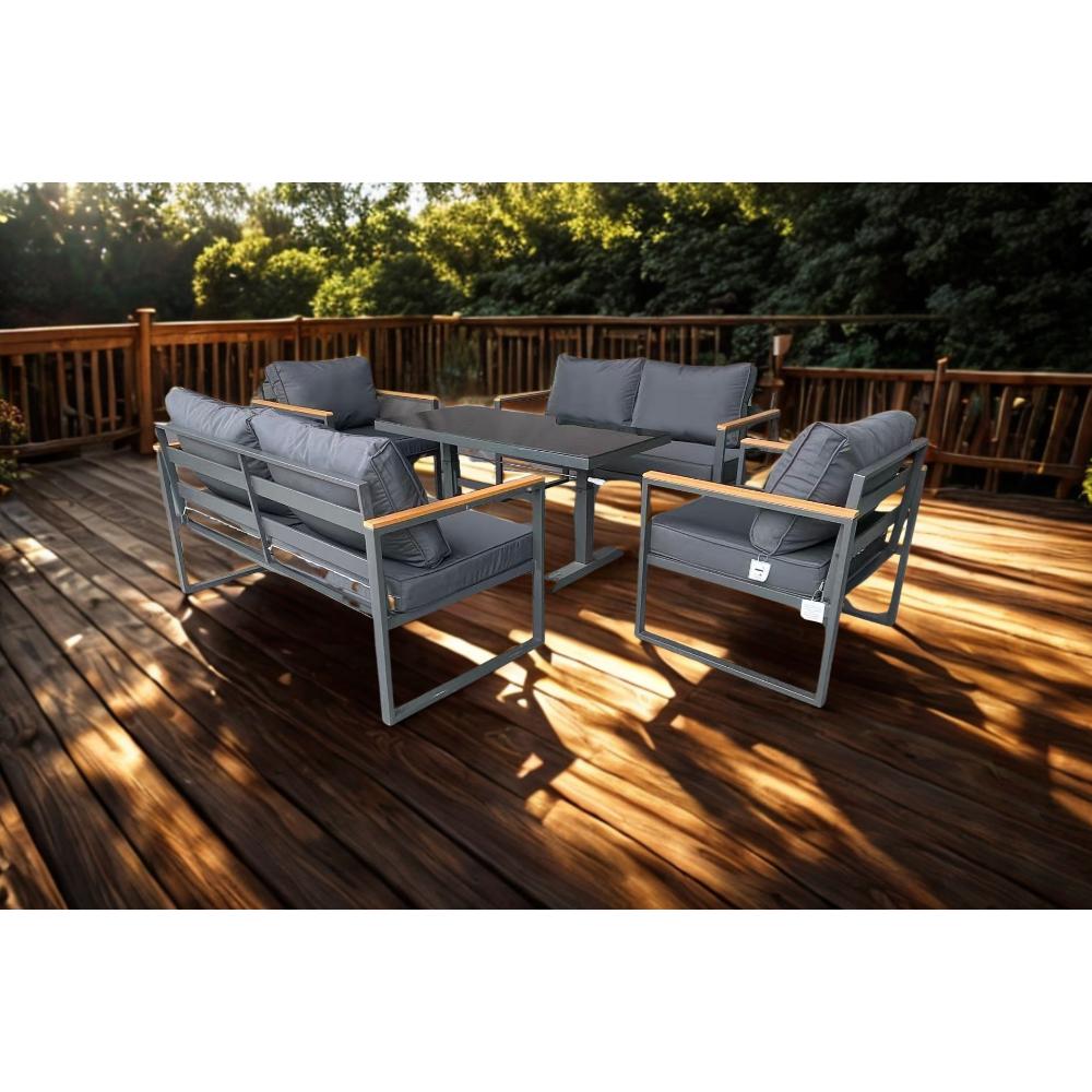 Hamburg 6‑Seater Aluminium Garden Modular Sofa Set with Lifting Up Table